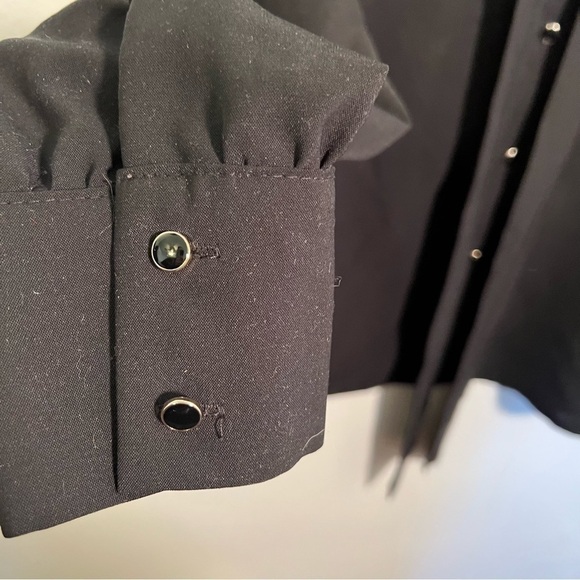 Lili Sidonio Molly Bracken Button Down Tie Neck Blouse Black - Picture 7 of 10